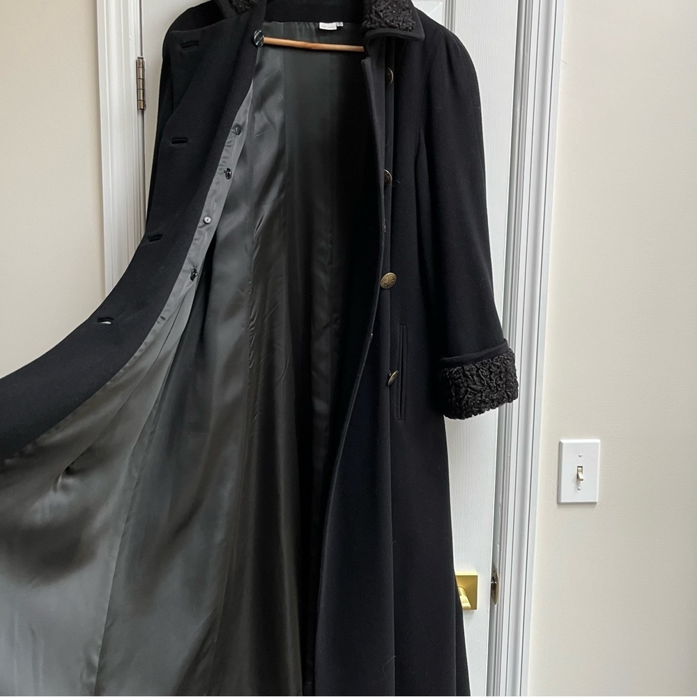 🚫SOLD🚫 [vintage] curly lambswool longline coat 1980s black - Picture 9 of 11